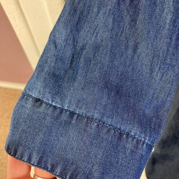 Soft Surroundings long dark chambray w/ faux suede trim lock closures oversized - Picture 8 of 10